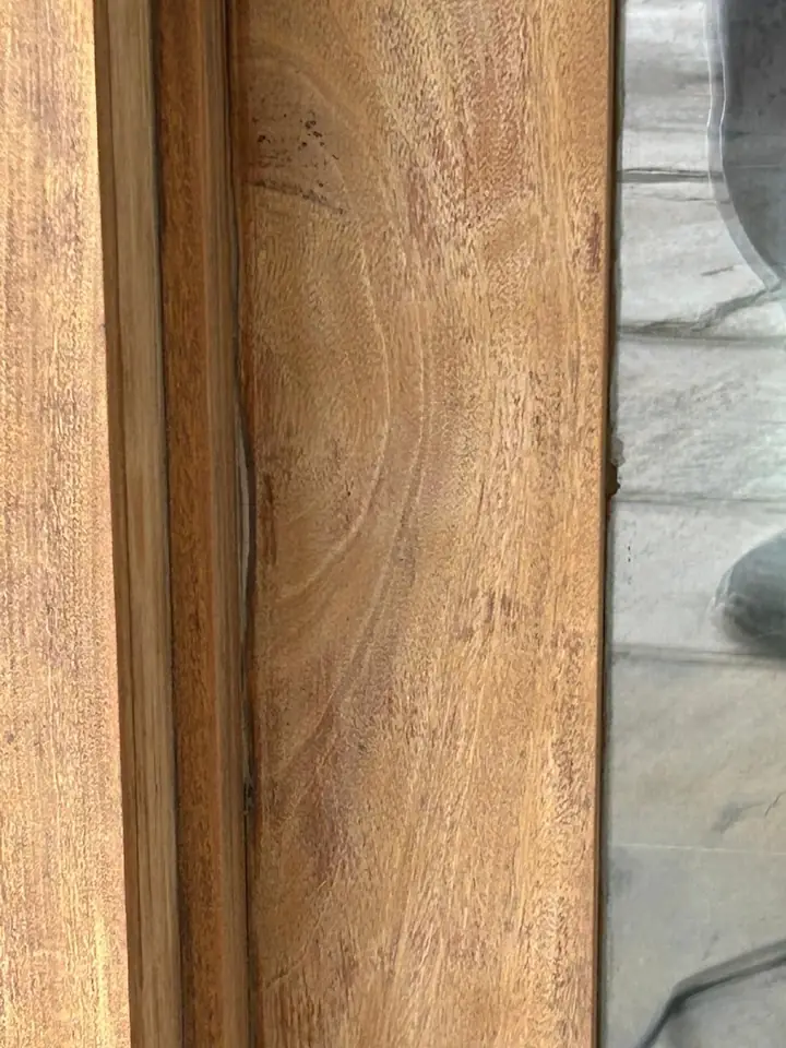 Stained wood door, close-up