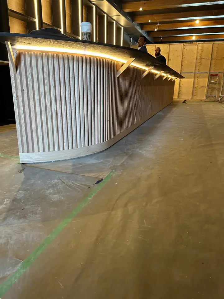 Long wooden counter build