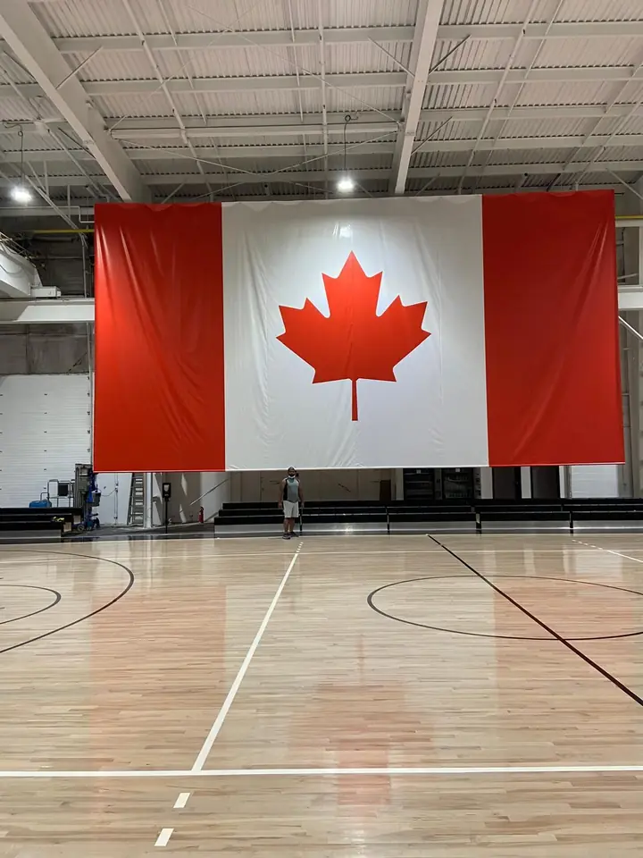 Gymnasium wall with Canadian flag