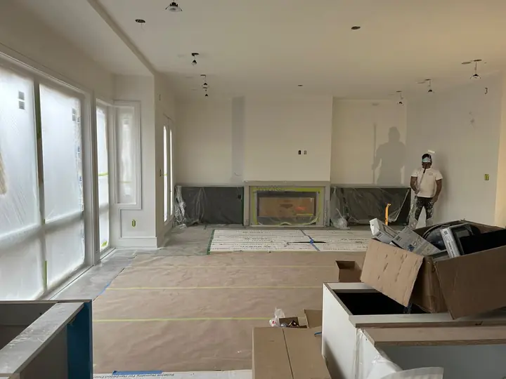 Coffered living room, during the work
