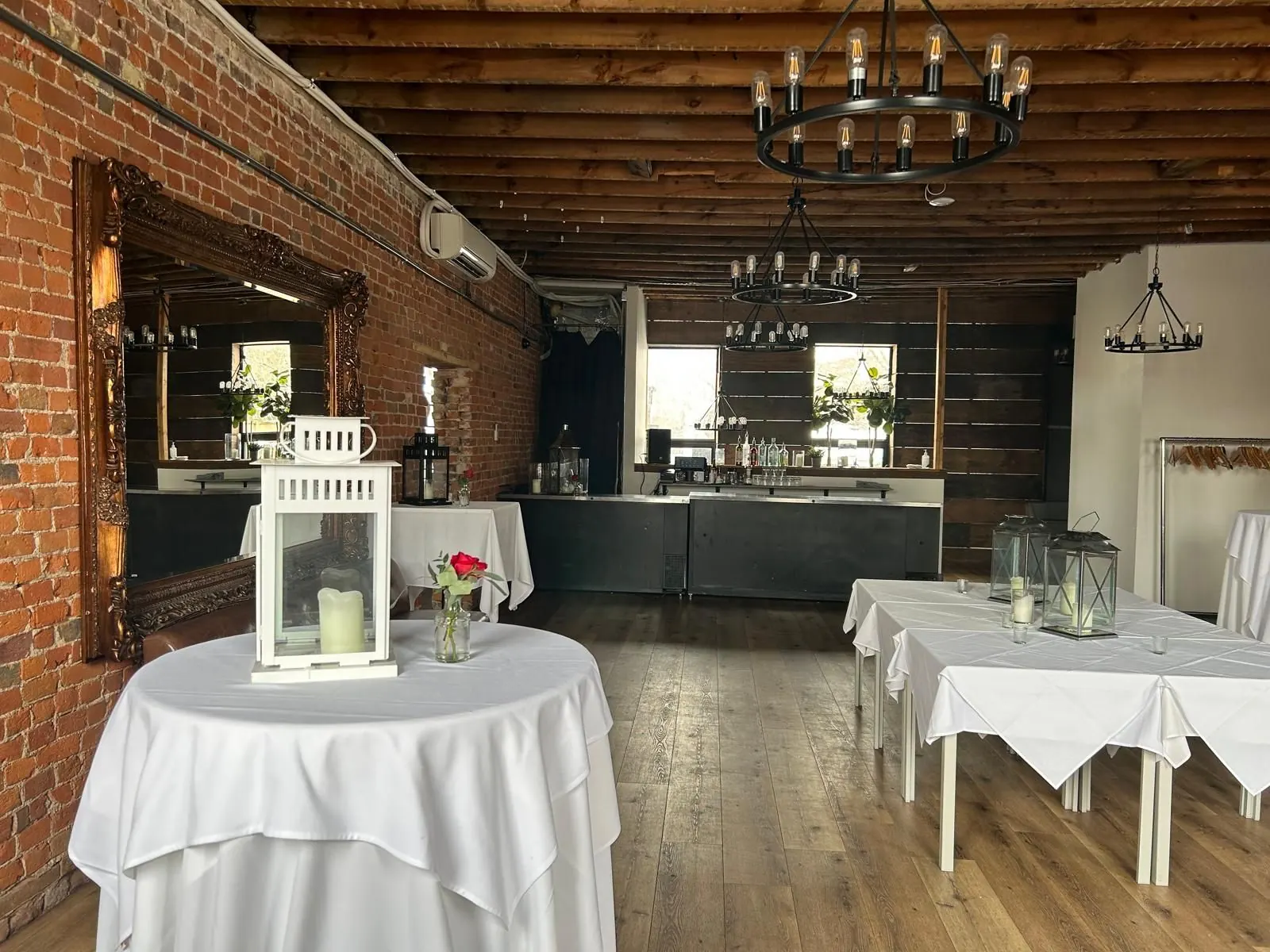 Banquet hall with chandeliers