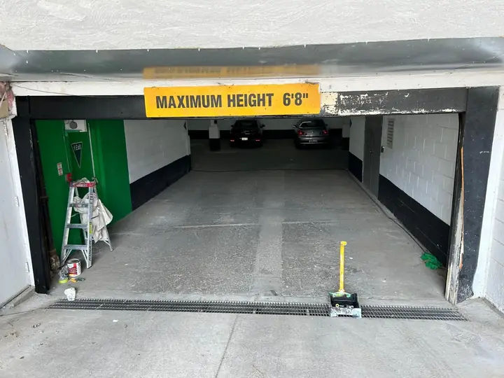 Garage entry with height signage